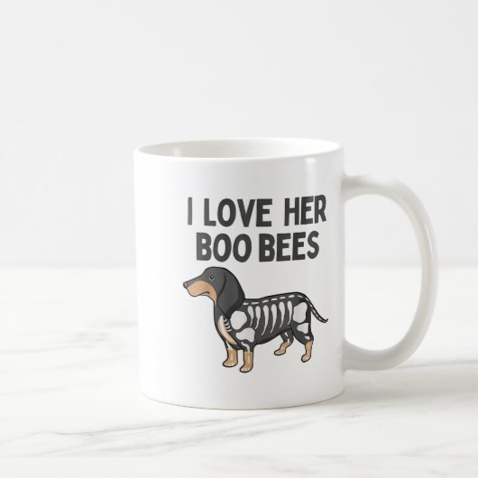 Mug I Love Her Boo Bees Funny Halloween Dachshund Ween (Droite)