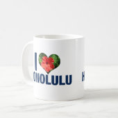 Mug I Love Honolulu Cute Hawaiian Hibiscus Flower (Devant gauche)