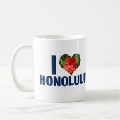 Mug I Love Honolulu Cute Hawaiian Hibiscus Flower (Gauche)