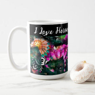 Mug I Love Horses Abstrait Whimsical Cheval Peinture