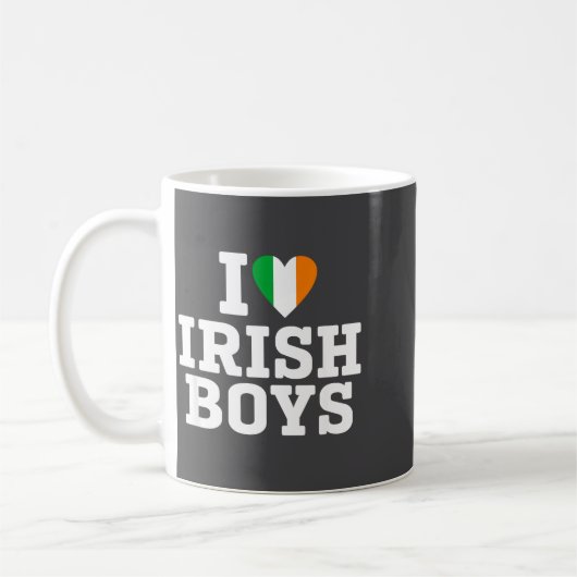 Mug I Love Irish Boys Ireland Flag Heart St Patricks D (Gauche)