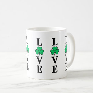 Mug I Love Irlande Shamrock Clover Leaf Simple Elegant