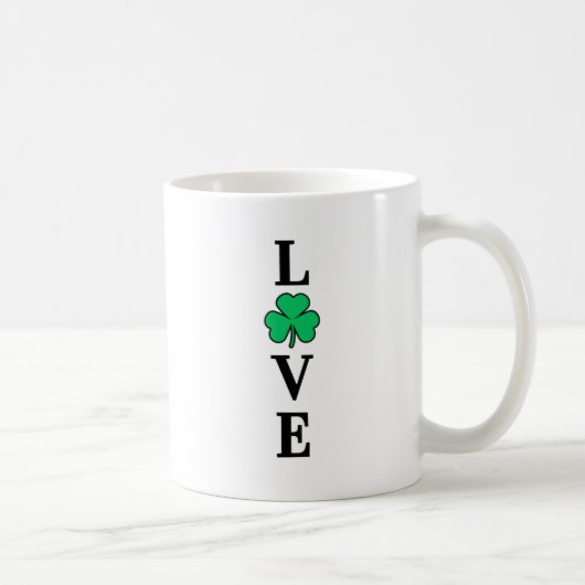 Mug I Love Irlande Shamrock Clover Leaf Simple Elegant (Droite)