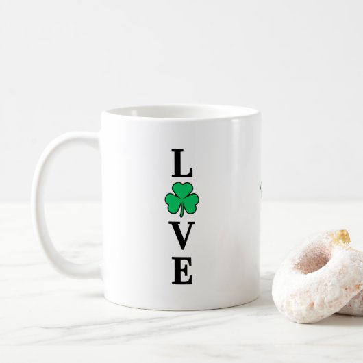 Mug I Love Irlande Shamrock Clover Leaf Simple Elegant (Avec donut)