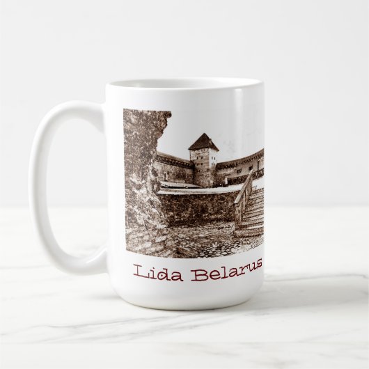 Mug I Love Lida Belarus Architecture Castle Sketch (Gauche)