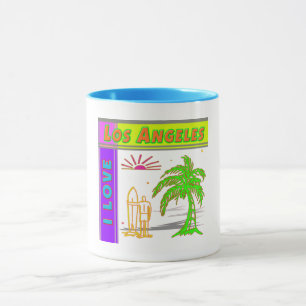 Mug "I LOVE Los Angeles" Sun Palm Tree&Surfer #2 Cup