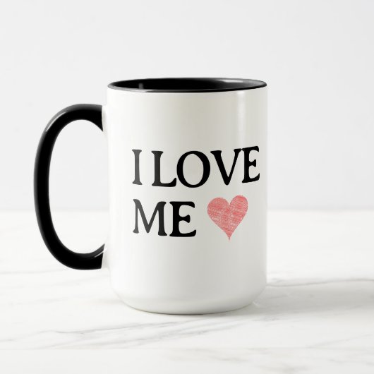 Mug I LOVE ME with Scribble Red Heart - Personnalisabl (Gauche)