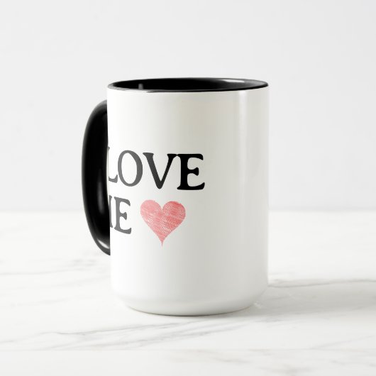 Mug I LOVE ME with Scribble Red Heart - Personnalisabl (Devant gauche)