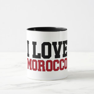 Mug I Love Morocco typographie rouge et noire