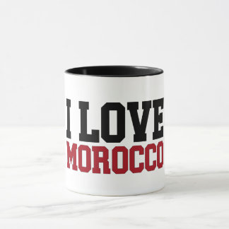 Mug I Love Morocco typographie rouge et noire
