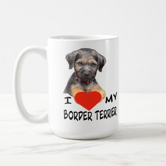 Mug I Love My Border Terrier Custom-Cut Vinyl Sticker  (Gauche)