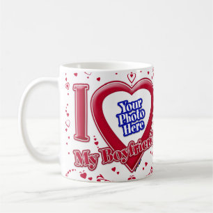 Mug I Love My Boyfriend Photo Coeurs rouges