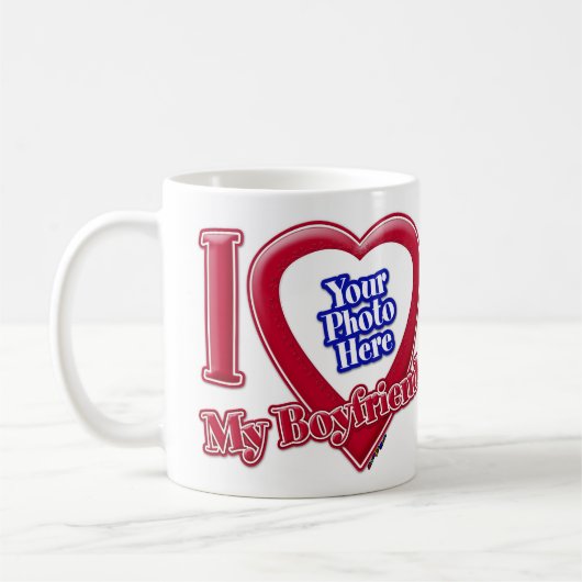 Mug I Love My Boyfriend Photo Red Heart (Gauche)