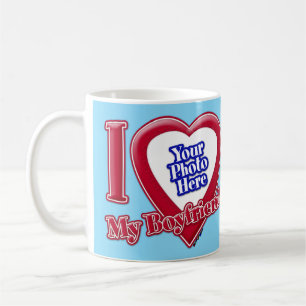 Mug I Love My Boyfriend Photo Red Heart Turquoise