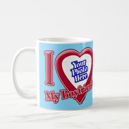 Mug I Love My Boyfriend Photo Red Heart Turquoise (Gauche)