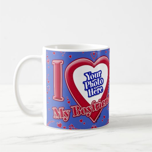 Mug I Love My Boyfriend Photo Red Hearts Deep Royal Bl (Gauche)