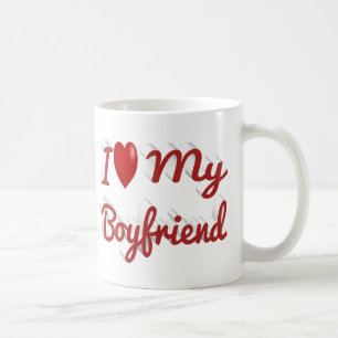 Mug I Love My Boyfriend texte rouge mignon