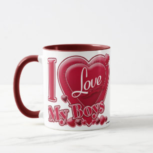Mug I Love My Boys rouge - coeur