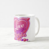 Mug I Love My Bride rose/violet - coeur (Devant droit)