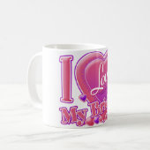 Mug I Love My Bride rose/violet - coeur (Devant gauche)