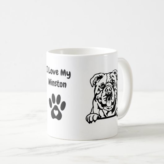 Mug I Love my CONTINENTAL BULLDOG Nom et Empreinte de (Devant droit)