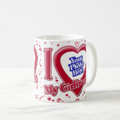 Mug I Love My Girlfriend Photo Coeurs rouges (Devant droit)