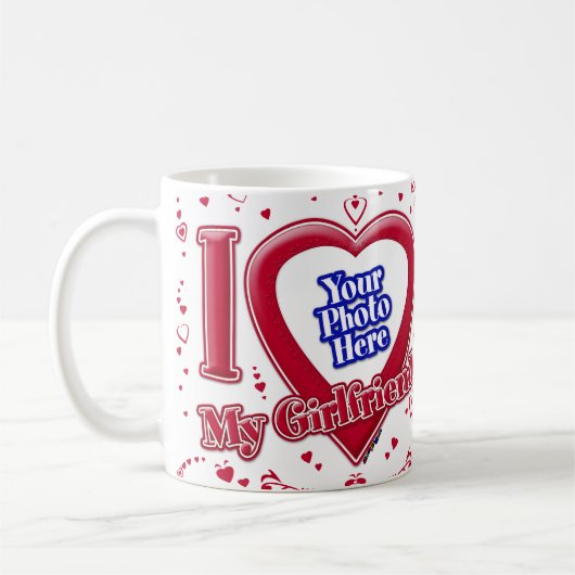Mug I Love My Girlfriend Photo Coeurs rouges (Gauche)