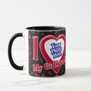 Mug I Love My Girlfriend Photo Coeurs rouges Noir