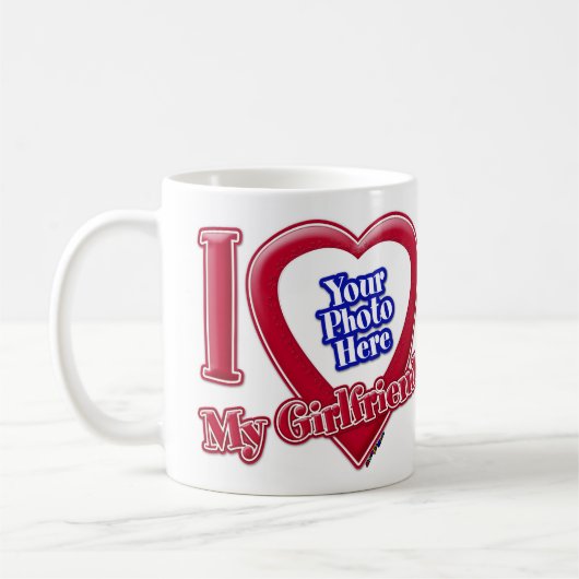 Mug I Love My Girlfriend Photo Red Heart (Gauche)
