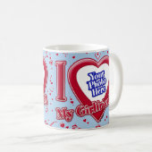 Mug I Love My Girlfriend Photo Red Hearts Light Blue (Devant droit)