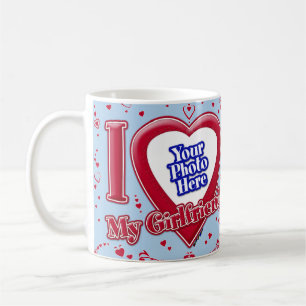 Mug I Love My Girlfriend Photo Red Hearts Light Blue