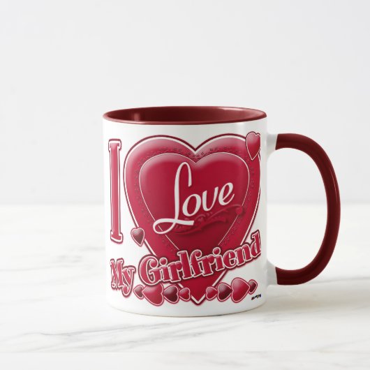 Mug I Love My Girlfriend rouge - coeur (Droite)