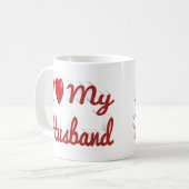 Mug I Love My Husband texte rouge mignon (Devant gauche)