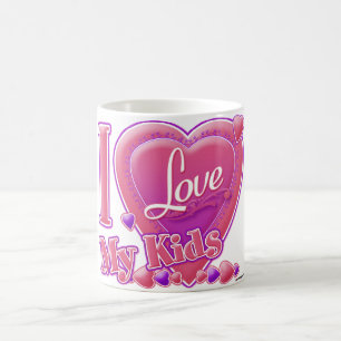 Mug I Love My Kids rose/violet - coeur