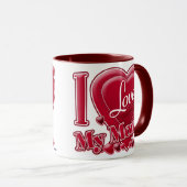 Mug I Love My Mom rouge - coeur (Devant droit)