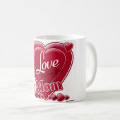 Mug I Love My Mom rouge - coeur (Devant droit)