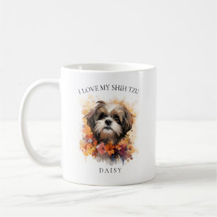 Mug I Love My Shih Tzu Floral Dog Portrait