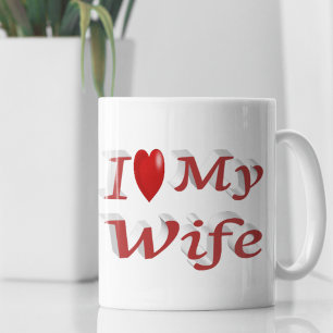 Mug I Love My Wife texte rouge mignon