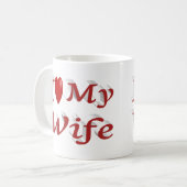 Mug I Love My Wife texte rouge mignon (Devant gauche)