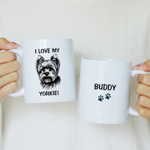 Mug I Love My Yorkie Personnalisé avec Yorkie Sketch