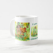 Mug I Love Poulets Hen Rooster Chicks Aquarelle (Devant gauche)