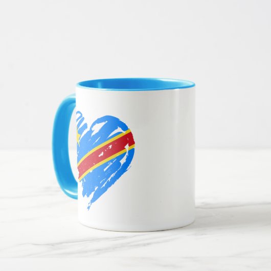 Mug I Love RDC - Congo Congo Drapeau Entendu (Devant gauche)