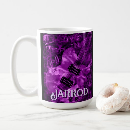 Mug I Love Rock 'N Roll Electric Guitar Personalized (Avec donut)