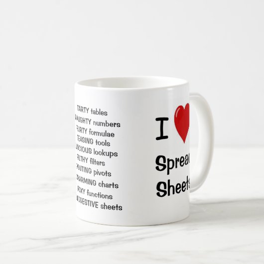 Mug I Love Spreadsheet - Rude Reasons Why! (Devant droit)