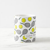 Mug I LOVE TENNIS Balls Racquets Chic Sports Fun (Centre)