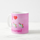 Mug I Love Unicorns mignon Rose Girly (Devant gauche)