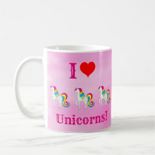 Mug I Love Unicorns mignon Rose Girly