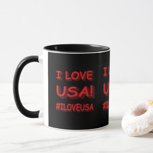Mug "I LOVE USA" Sympa Expression Design. Commandez dè (Avec donut)