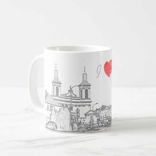 Mug I Love Volkovysk Biélorussie Architecture Cathédra (Devant gauche)