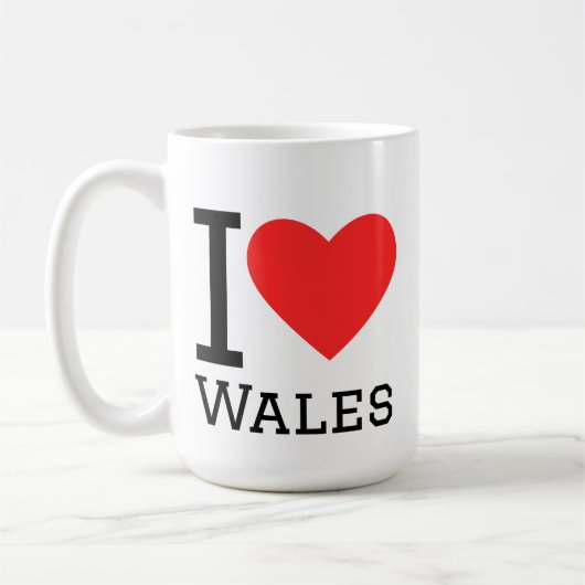 Mug I love wales square sticker (Gauche)